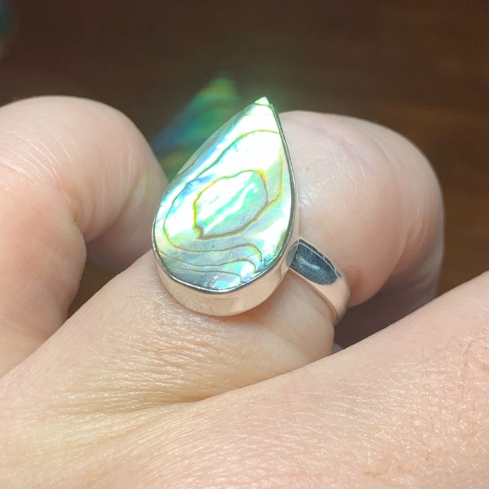 Solid Sterling Silver Abalone Ring - image 6
